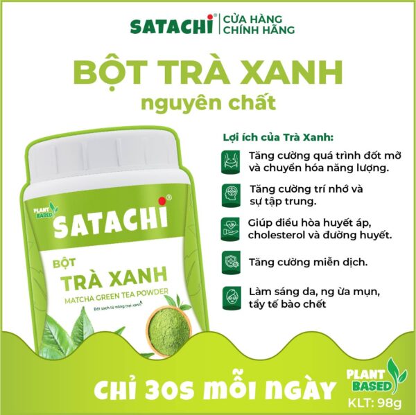 <b>Bột Trà Xanh Matcha SATACHI<br> nguyên chất</b><br>Hộp 98g - Hình ảnh 5