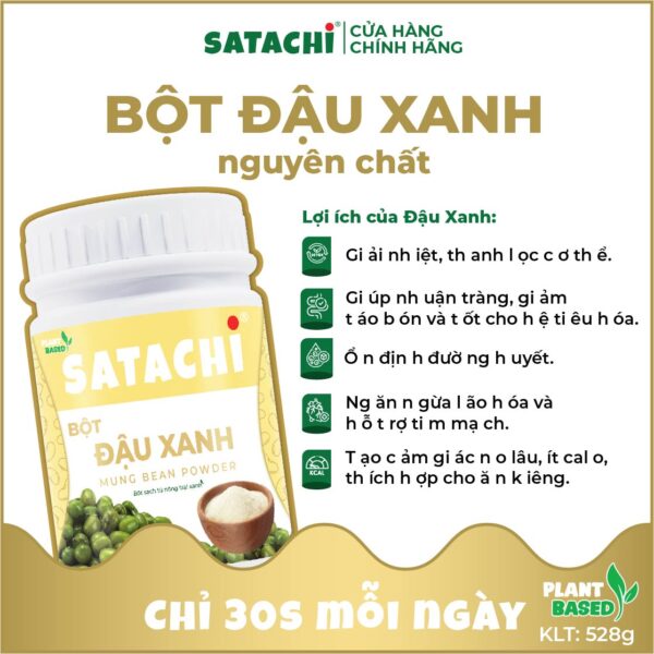 <b>Bột Đậu Xanh SATACHI<br> nguyên chất </b><br>Hộp 528g - Ảnh 5