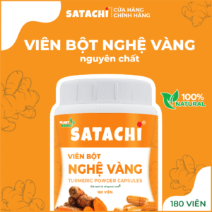 <b>Viên Bột Nghệ Vàng SATACHI <br>nguyên chất</b><br>Hộp 180 viên