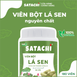 <b>Viên Bột Lá Sen SATACHI <br>nguyên chất</b><br>Hộp 180 viên