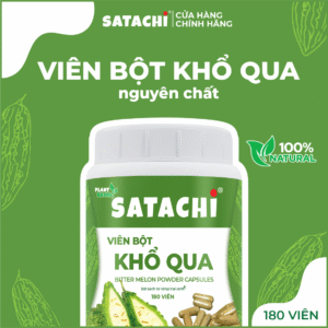 <b>Viên Bột Khổ Qua SATACHI <br>nguyên chất</b><br>Hộp 180 viên