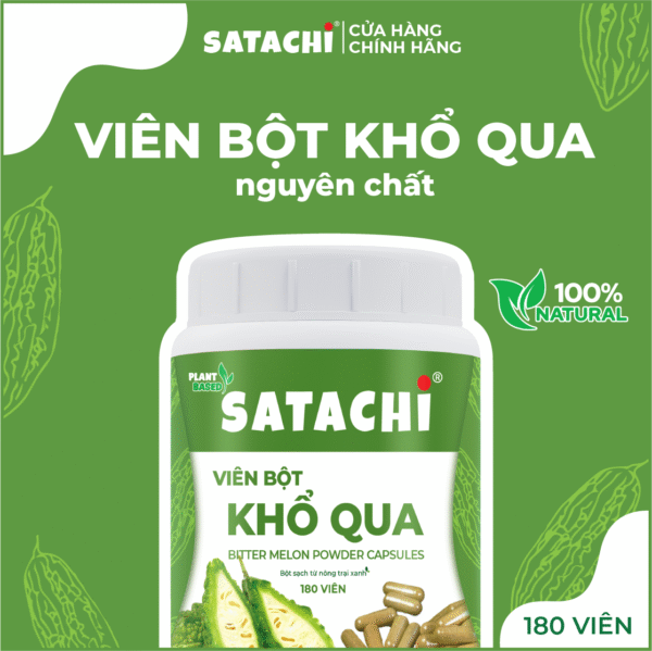 <b>Viên Bột Khổ Qua SATACHI <br>nguyên chất</b><br>Hộp 180 viên