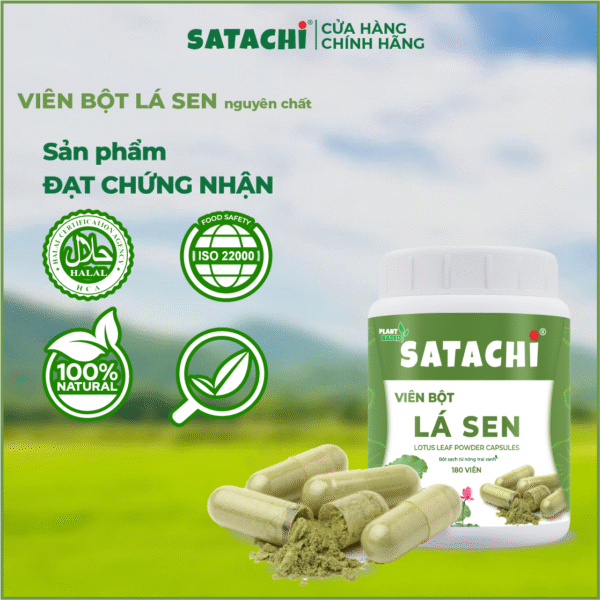 <b>Viên Bột Lá Sen SATACHI <br>nguyên chất</b><br>Hộp 180 viên - Hình ảnh 4