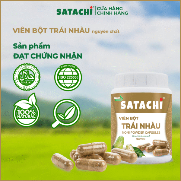 <b>Viên Bột Trái Nhàu SATACHI <br>nguyên chất</b><br>Hộp 180 viên - Hình ảnh 4