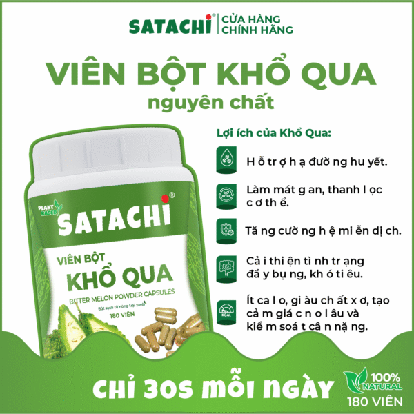 <b>Viên Bột Khổ Qua SATACHI <br>nguyên chất</b><br>Hộp 180 viên - Ảnh 5