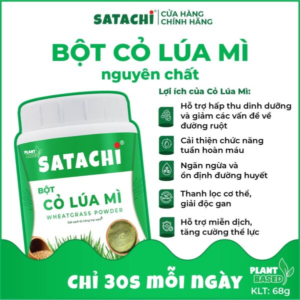 <b>Bột Cỏ Lúa Mì SATACHI<br> nguyên chất</b><br>Hộp 68g - Hình ảnh 5