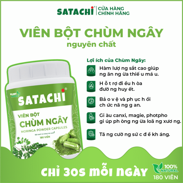 <b>Viên Bột Chùm Ngây SATACHI <br>nguyên chất</b><br>Hộp 180 viên - Ảnh 5