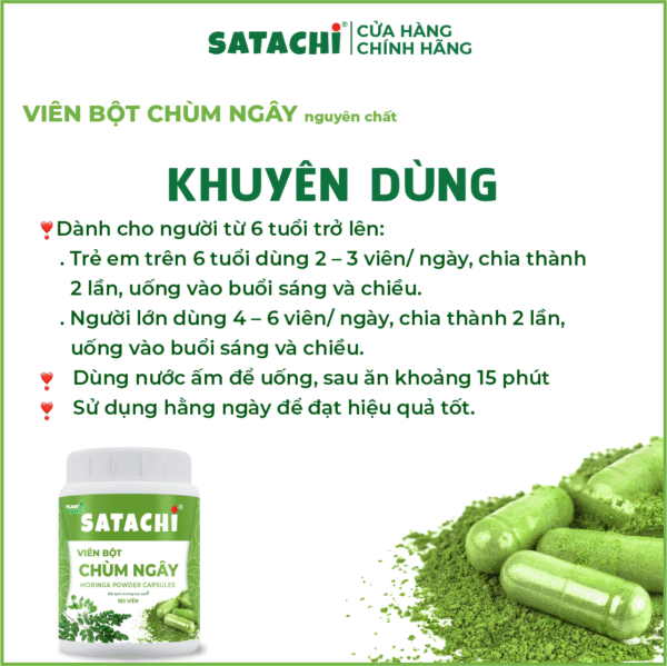 <b>Viên Bột Chùm Ngây SATACHI <br>nguyên chất</b><br>Hộp 180 viên - Ảnh 8