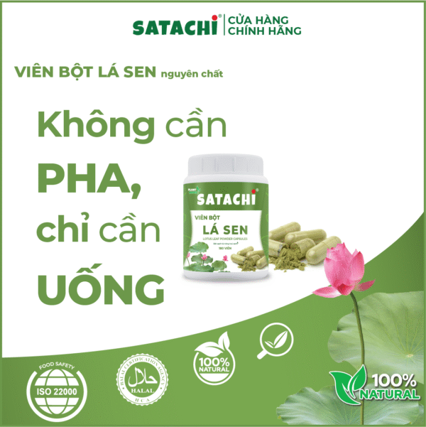 <b>Viên Bột Lá Sen SATACHI <br>nguyên chất</b><br>Hộp 180 viên - Hình ảnh 9