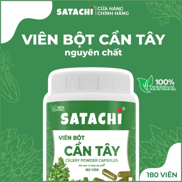 <b>Viên Bột Cần Tây SATACHI <br>nguyên chất</b><br>Hộp 180 viên