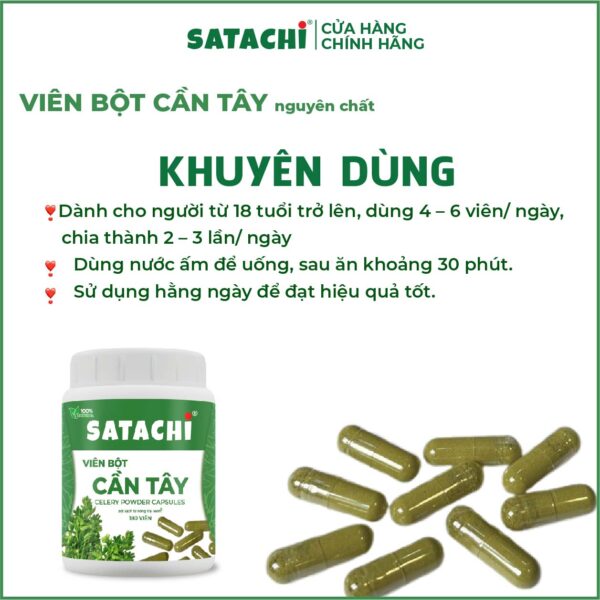 <b>Viên Bột Cần Tây SATACHI <br>nguyên chất</b><br>Hộp 180 viên - Ảnh 8