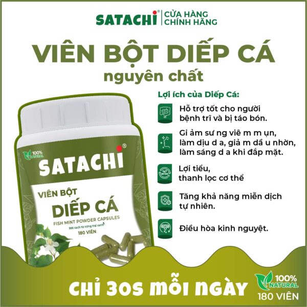 <b>Viên Bột Diếp Cá SATACHI <br>nguyên chất</b><br>Hộp 180 viên - Ảnh 5