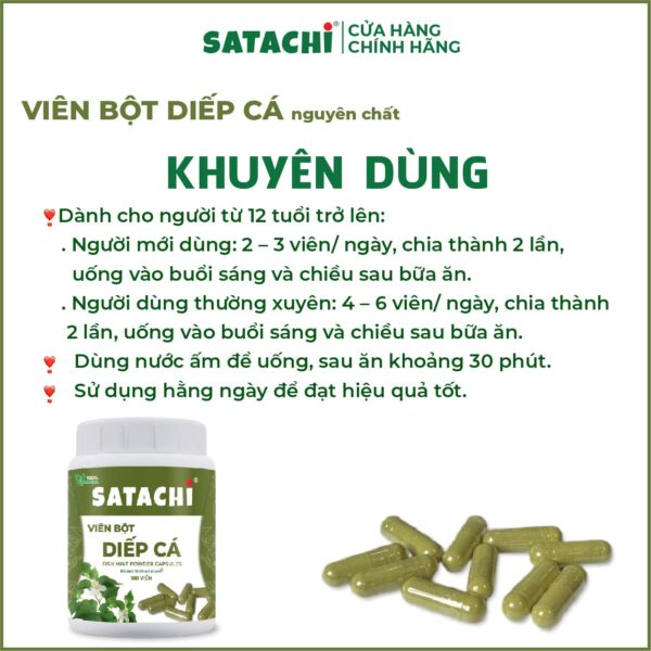 <b>Viên Bột Diếp Cá SATACHI <br>nguyên chất</b><br>Hộp 180 viên - Ảnh 8