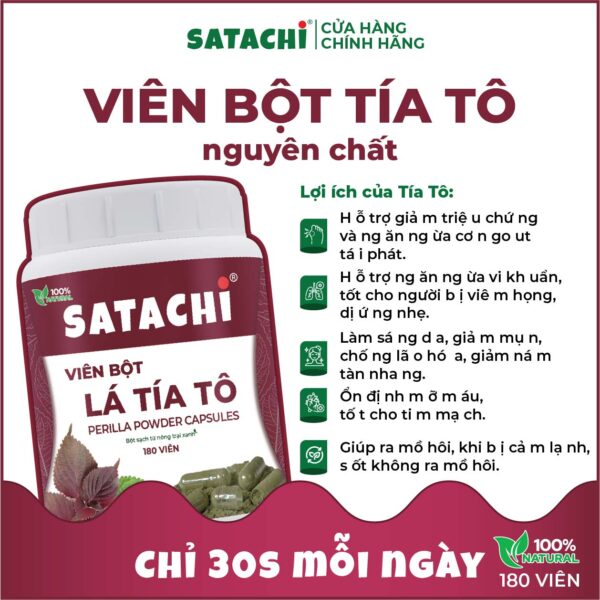 <b>Viên Bột Tía Tô SATACHI <br>nguyên chất</b><br>Hộp 180 viên - Ảnh 5