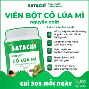 Viên Bột Cỏ Lúa Mì SATACHI nguyên chất