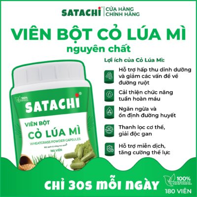 Viên Bột Cỏ Lúa Mì SATACHI nguyên chất