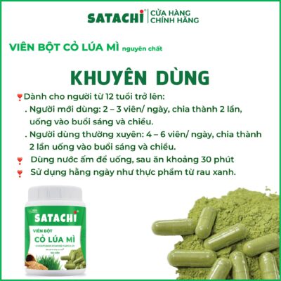 Viên Bột Cỏ Lúa Mì SATACHI nguyên chất
