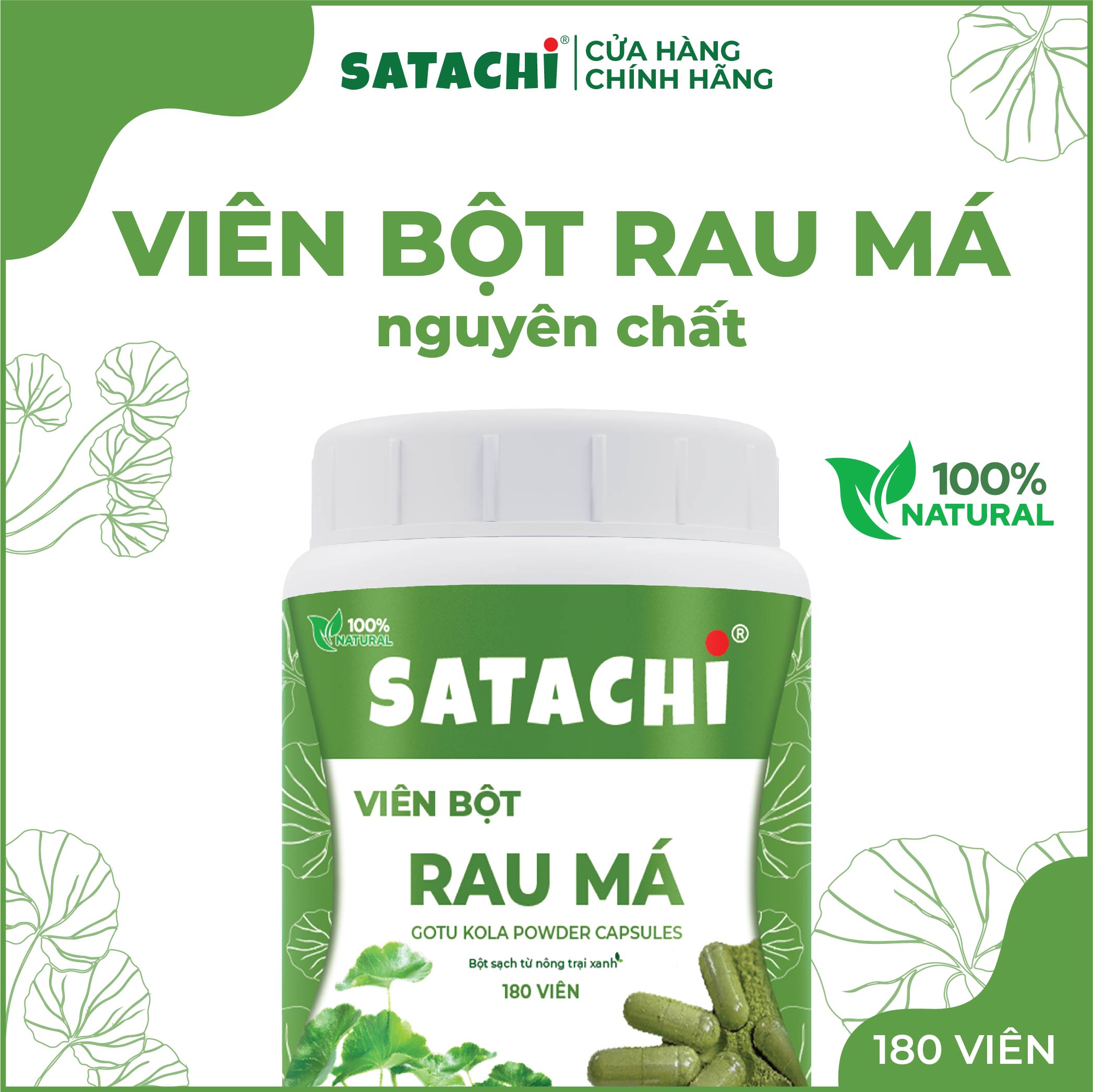 Viên Bột Rau Má SATACHI nguyên chất Hộp 180 viên - Ảnh 6