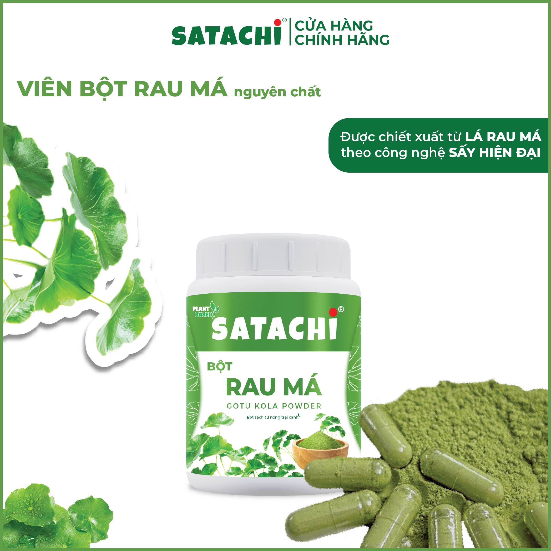 Viên Bột Rau Má SATACHI nguyên chất Hộp 180 viên - Ảnh 2