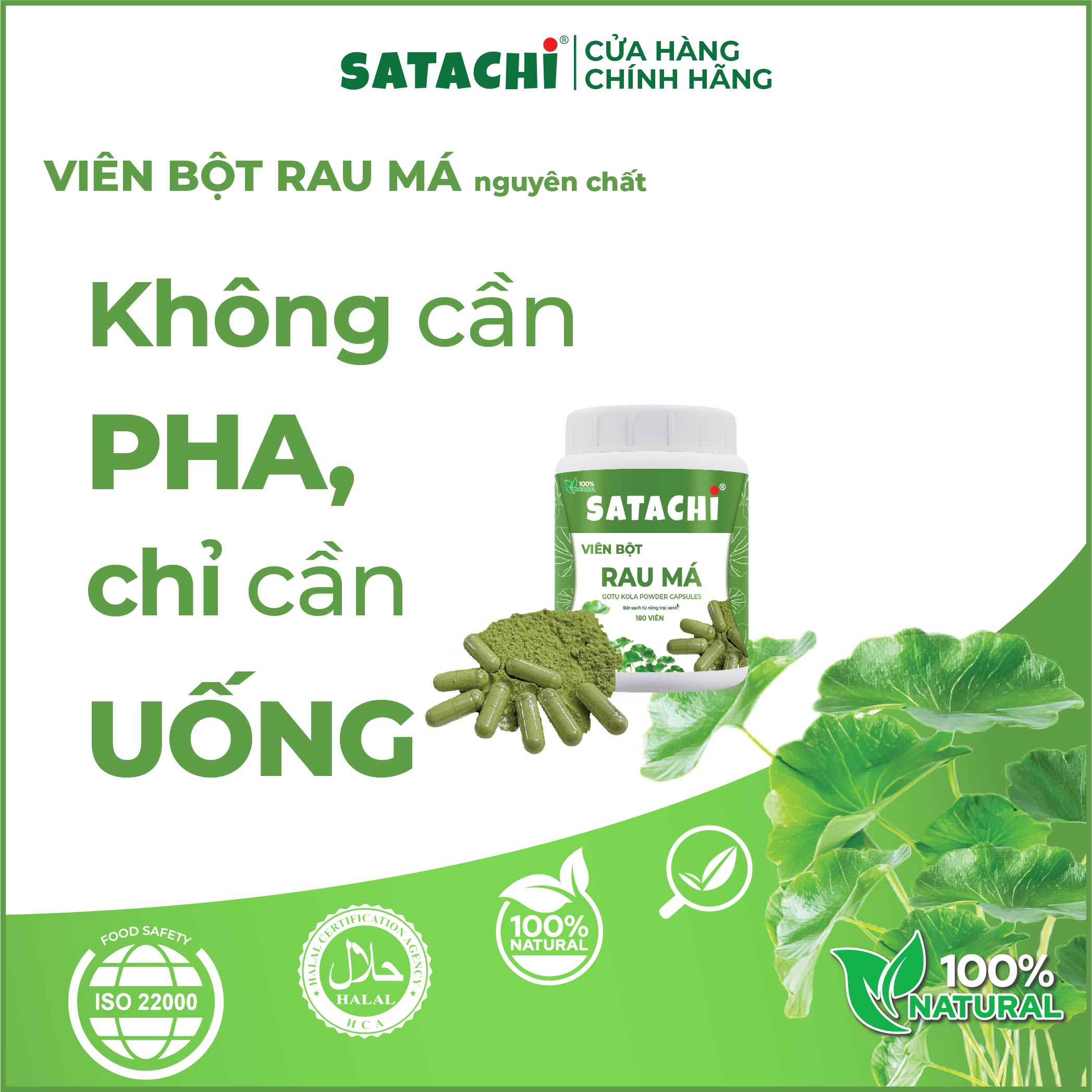 Viên Bột Rau Má SATACHI nguyên chất Hộp 180 viên - Ảnh 9