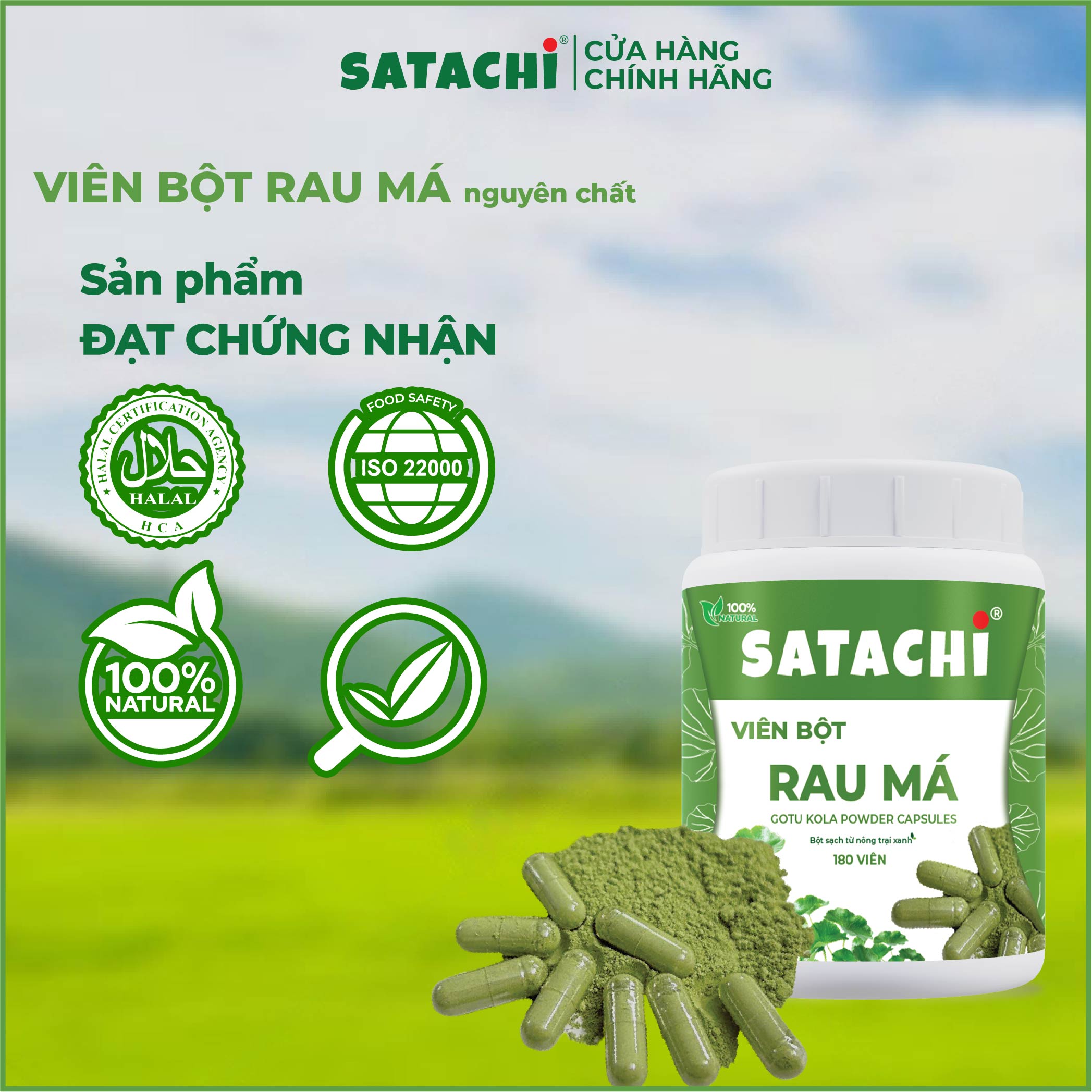 Viên Bột Rau Má SATACHI nguyên chất Hộp 180 viên - Ảnh 4