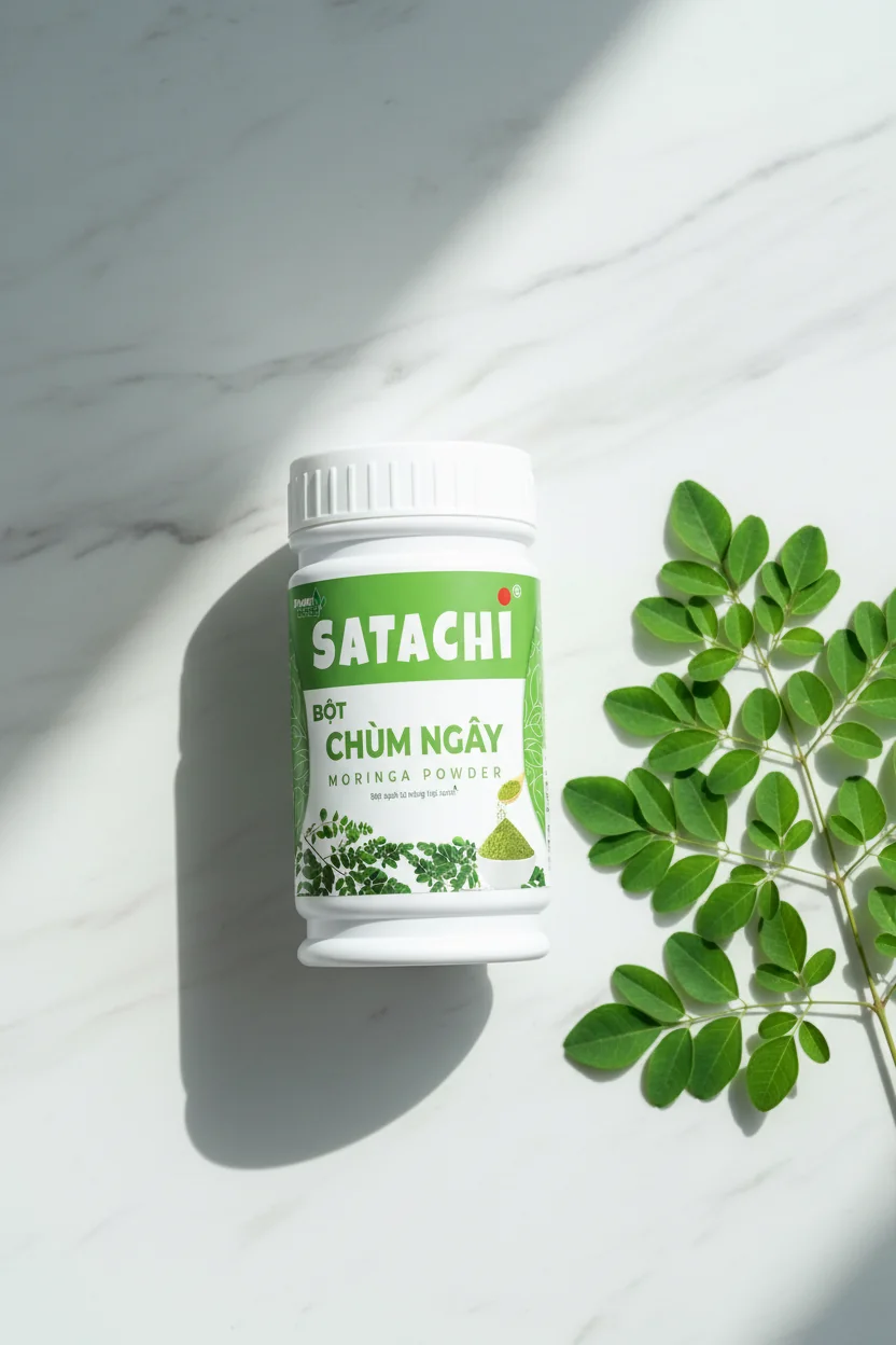 Hu bot kale Satachi tren nen da cam thach trang