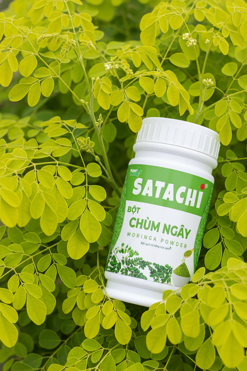 Lá chùm ngây tươi — thành phần bột rau củ cho người cao tuổi