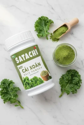 Muong bot kale xanh dam ben hu bot va la kale tuoi